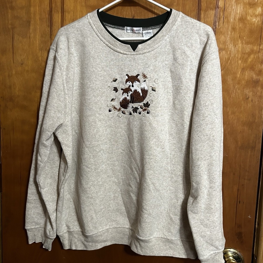 Y2K‎ Hasting Smith Sweatshirt Large Crewneck Fox Fall Acorns Cottage Granny